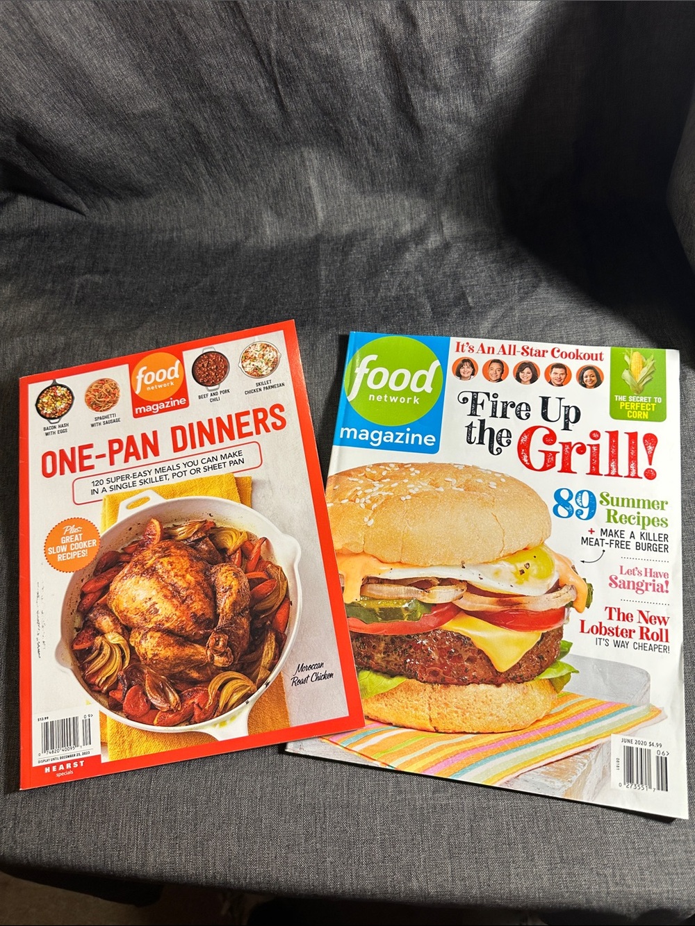 Food Network Magazines with Red and Blue Covers